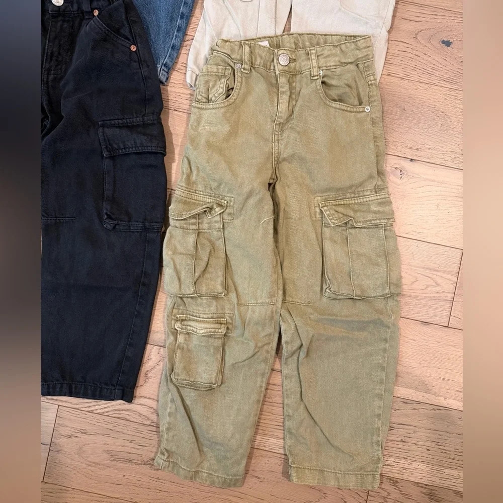 Zara Kids Cargo Pants Set - Black, Blue, Beige, Olive - Picture 5 of 5
